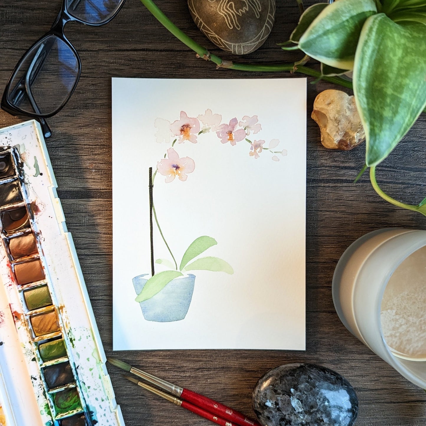 Watercolor Orchid Flower Print