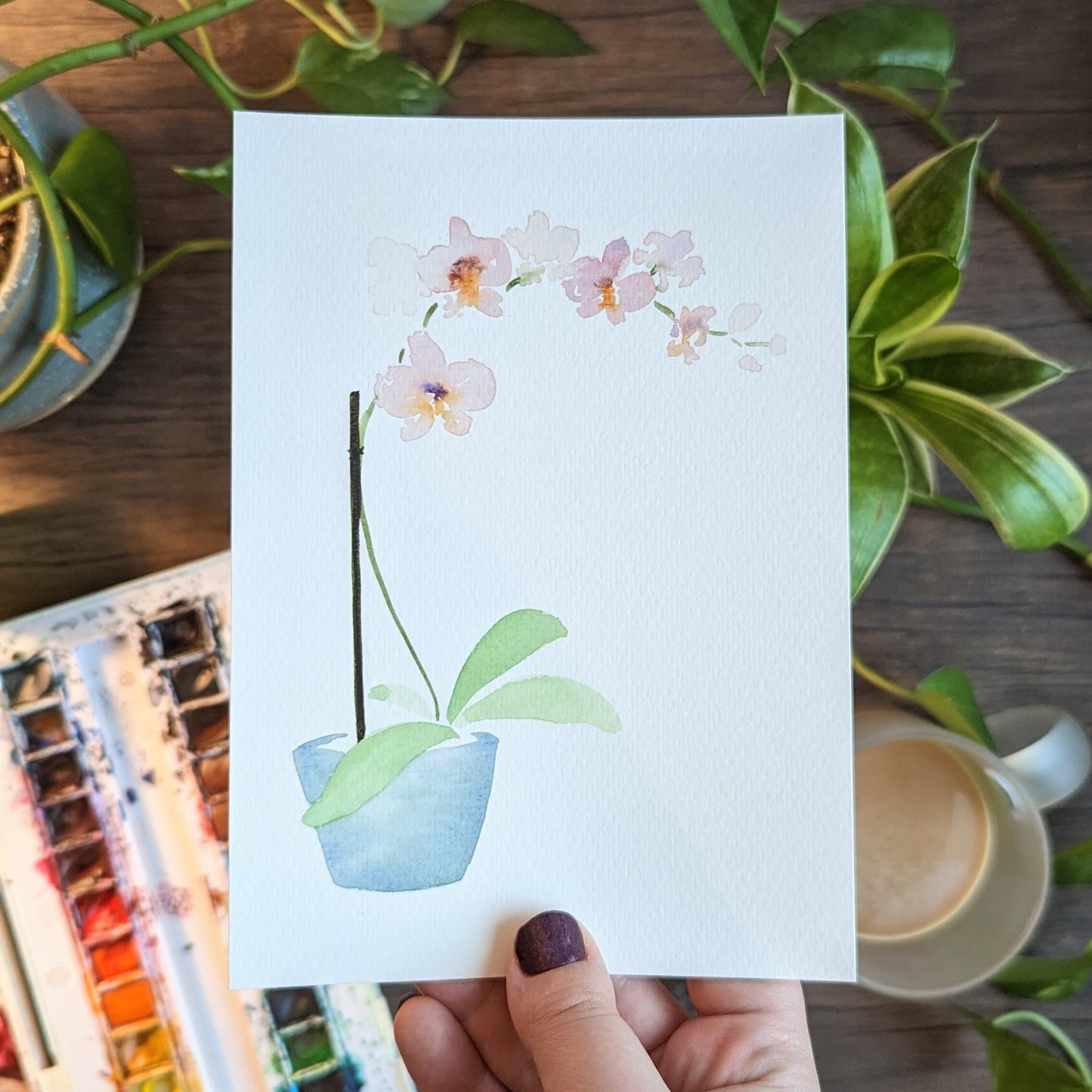 Watercolor Orchid Flower Print