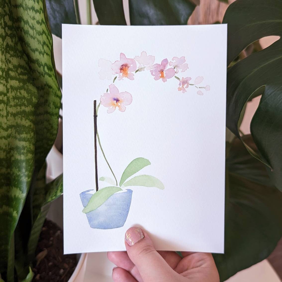 Watercolor Orchid Flower Print