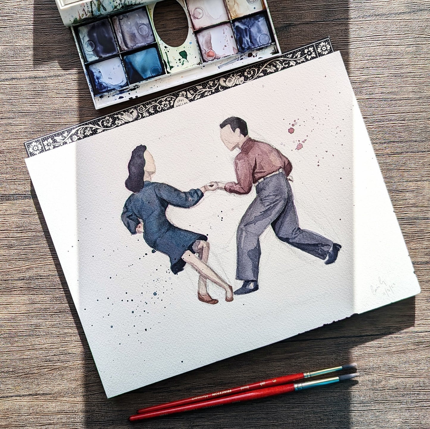 Swing Dance Watercolor Print | Jewel McGowan and Dean Collins | Jazz Dance | Lindy Hop