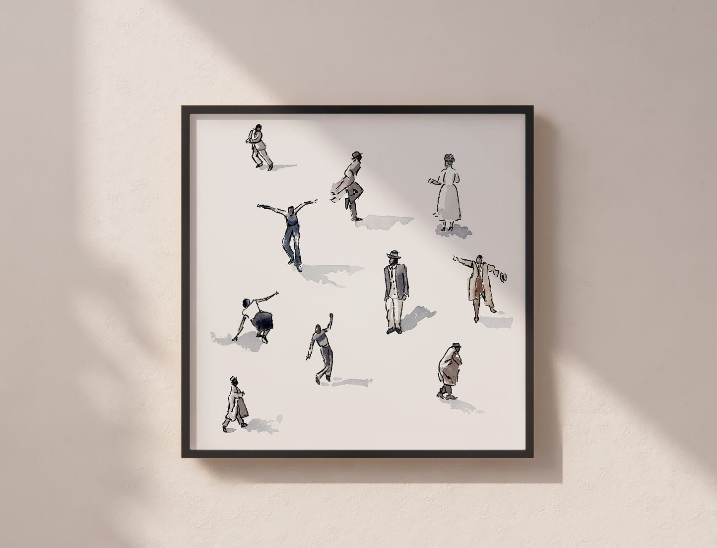 Watercolor Print | Bebop Dancers | 8x8 Jazz Dance Painting