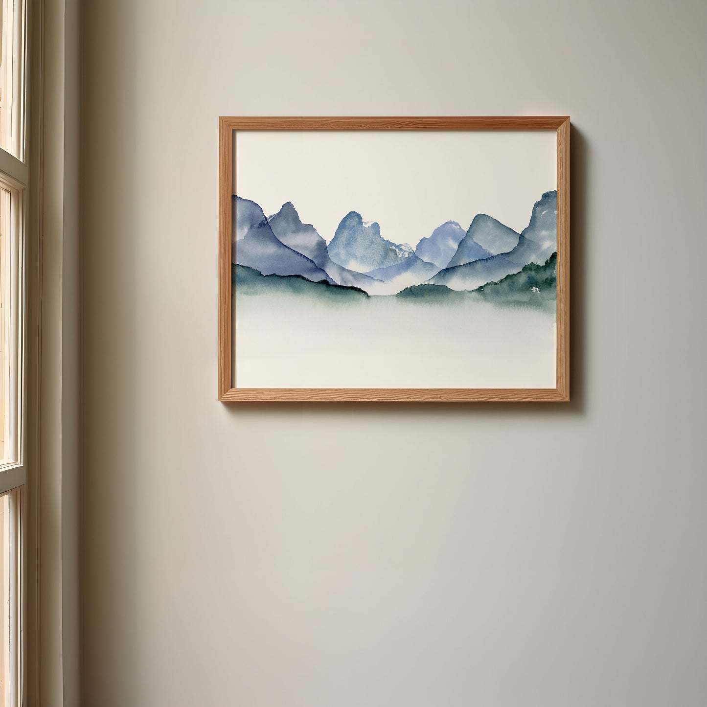 Calming Blue Misty Mountains Watercolor Print | Rocky Moutains | Banff and Jasper National Park