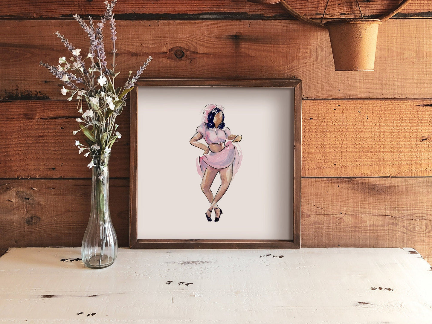 Watercolor Print | Mable Lee in Pink | 8x8 Jazz Dance Painting
