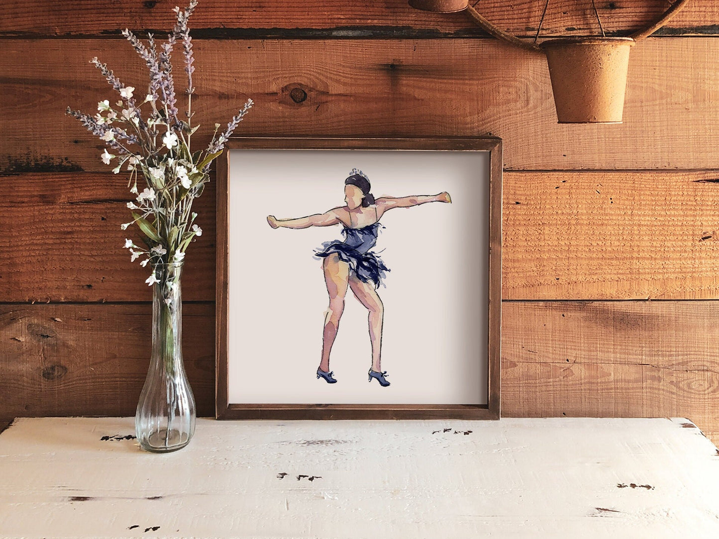 Watercolor Print | Mable Lee in Blue | 8x8 Jazz Dance Painting