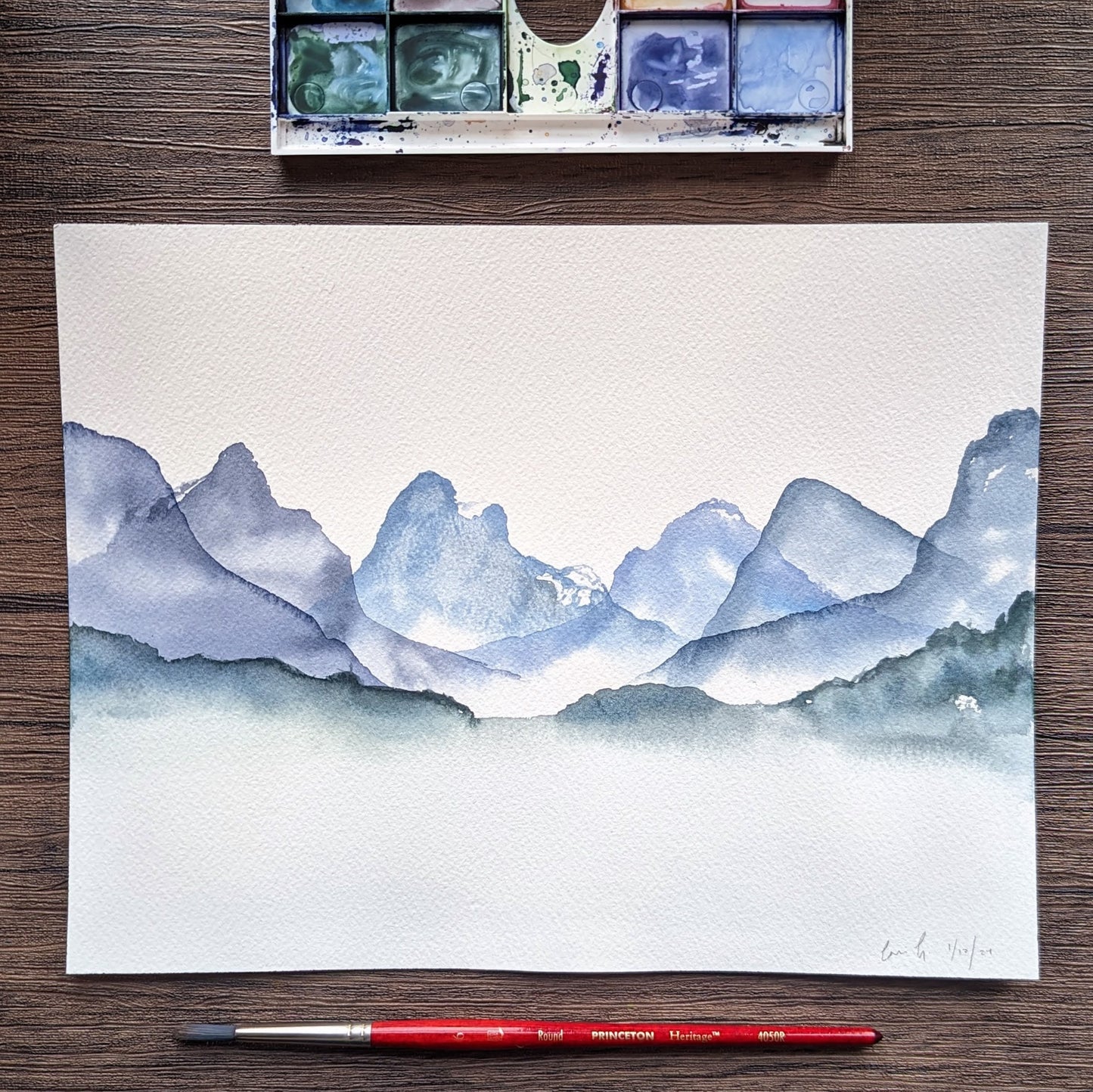 Calming Blue Misty Mountains Watercolor Print | Rocky Moutains | Banff and Jasper National Park