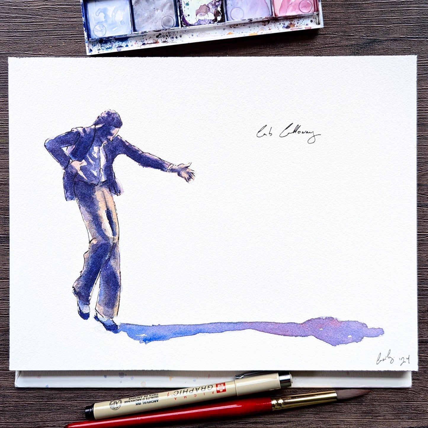 Cab Calloway | Jazz Dancer and Musician | Watercolor Print