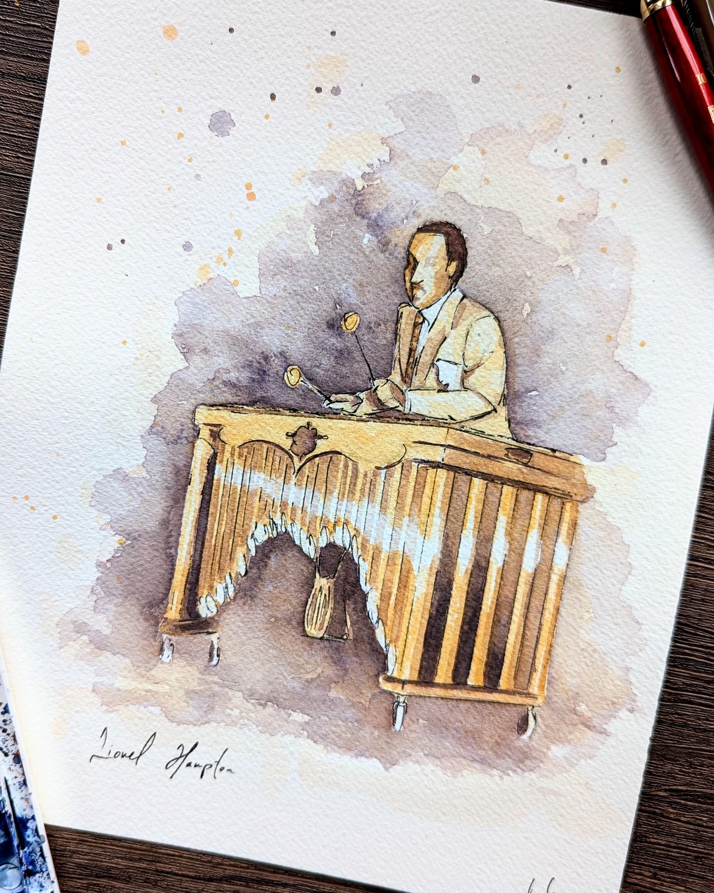 Lionel Hampton | Jazz Vibraphone | Watercolor Print