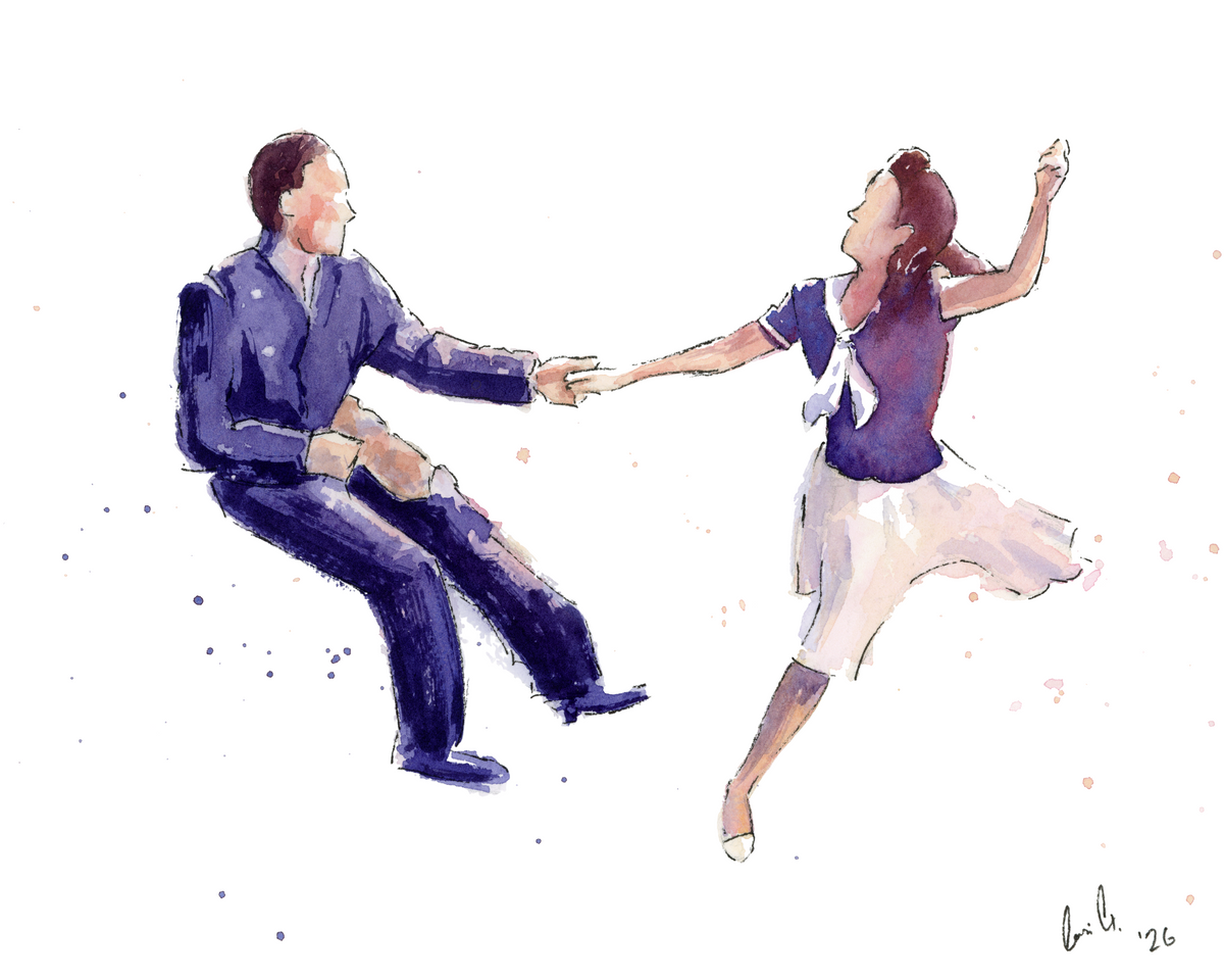 LA Style Lindy Hop with Jean Veloz and Don Gallagher -  Watercolor Print
