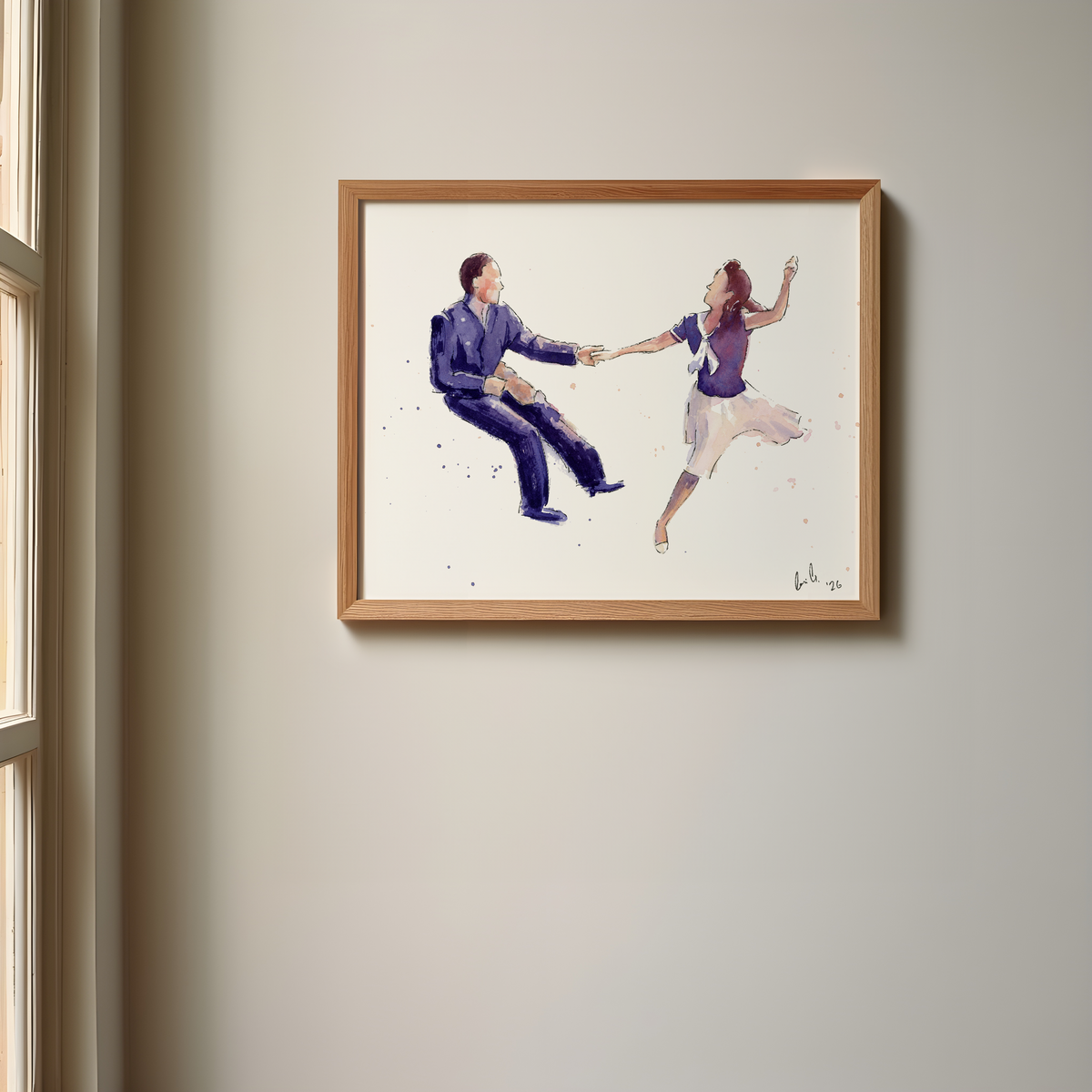 LA Style Lindy Hop with Jean Veloz and Don Gallagher -  Watercolor Print