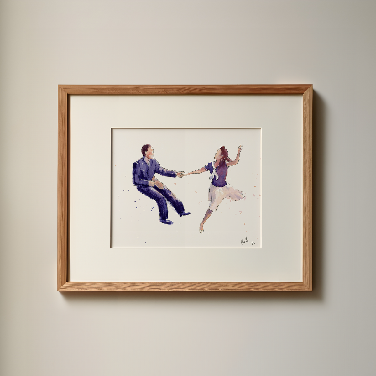 LA Style Lindy Hop with Jean Veloz and Don Gallagher -  Watercolor Print
