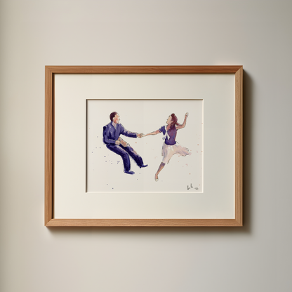 LA Style Lindy Hop with Jean Veloz and Don Gallagher -  Watercolor Print