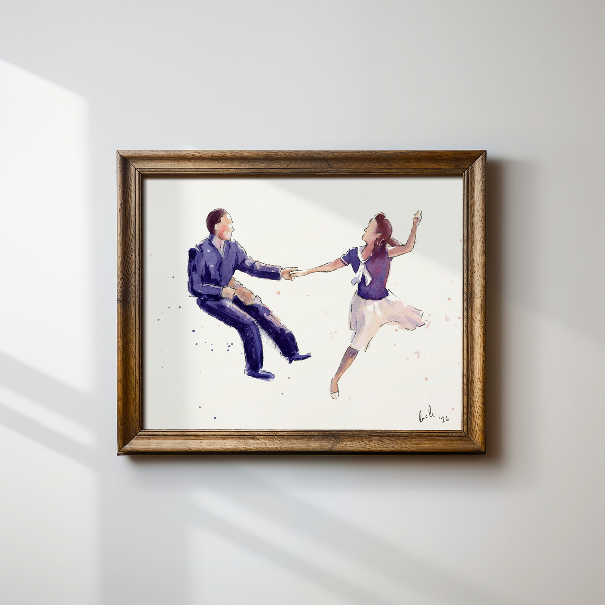 LA Style Lindy Hop with Jean Veloz and Don Gallagher -  Watercolor Print