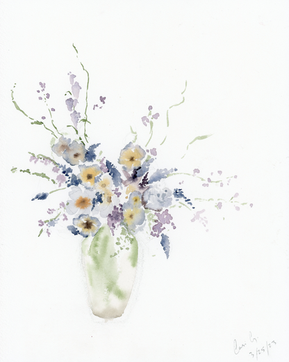 Soft Blue Bouquet  | Original Painting