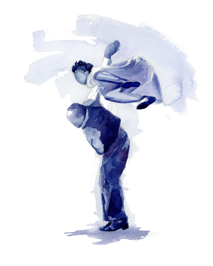 Willa Mae Ricker and Leon James do a Lindy Flip | Original Painting