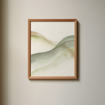 Watercolor Green Mountains | Original Painting