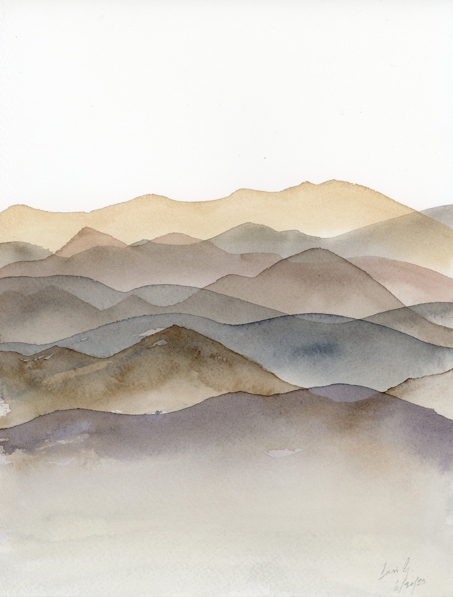 Watercolor Beige Mountains | Original Painting
