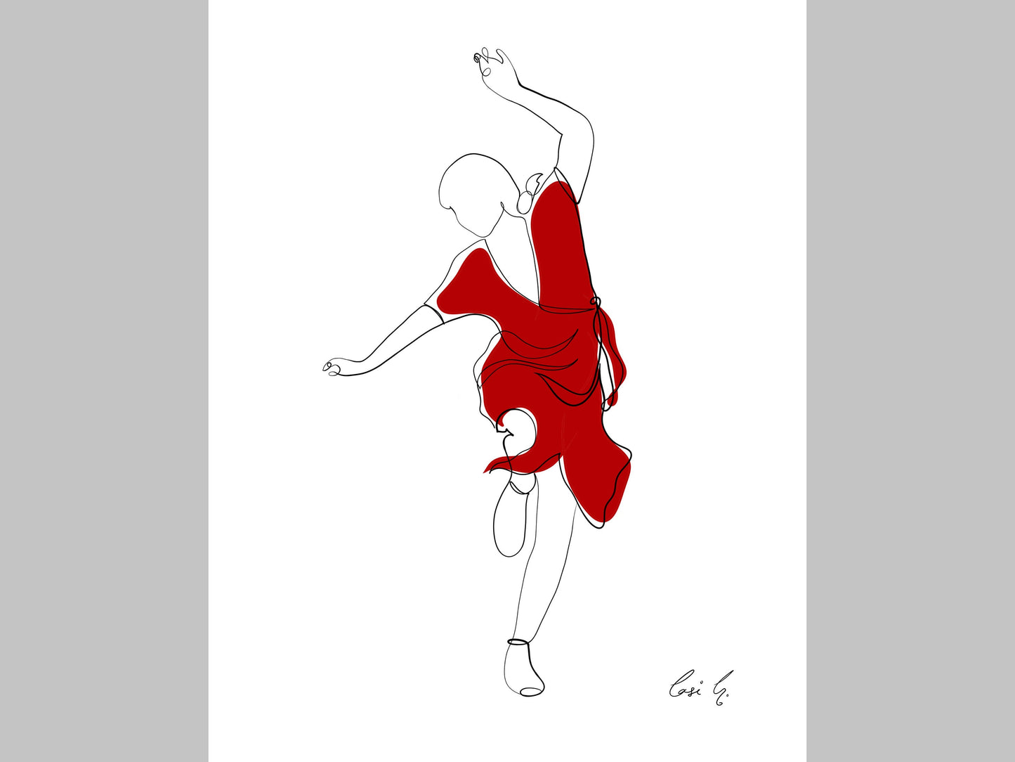 Minimalist Jazz Dance Print, One Line Drawing, Modern Wall Art, Giclee Print