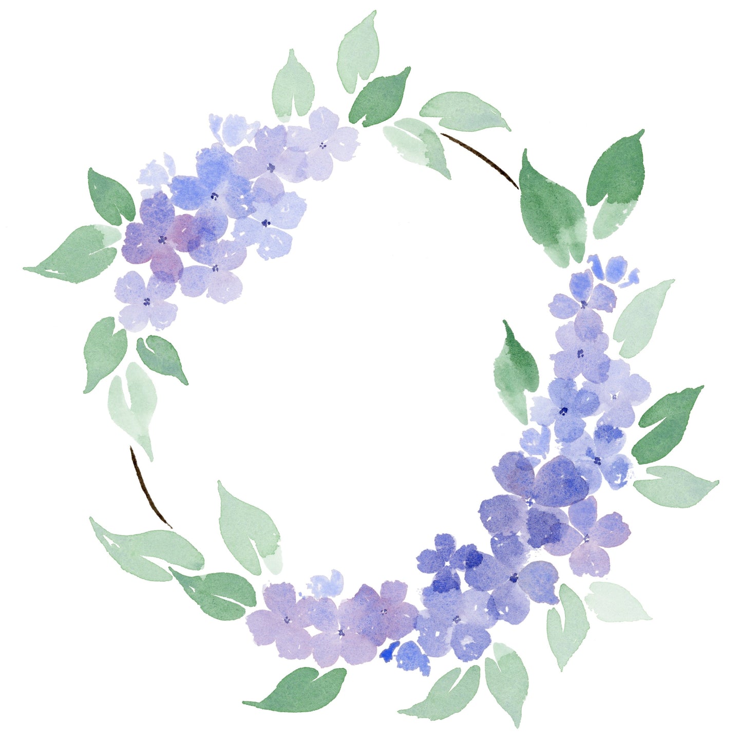 Watercolor Hydrangea Wreath Print