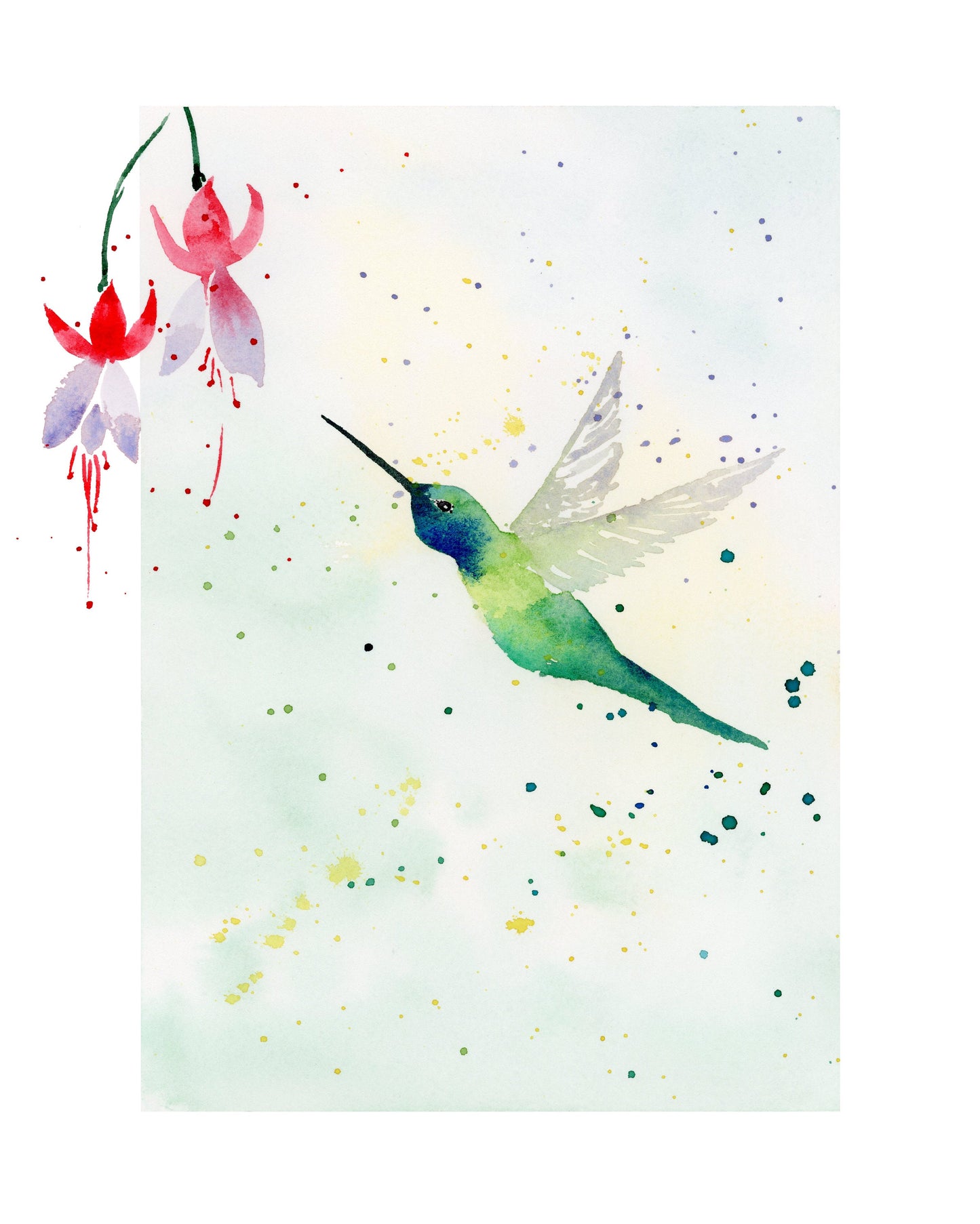 Hummingbird Watercolor Painting