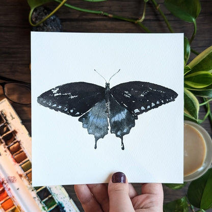 Black Butterfly Watercolor Print | Swallowtail Butterfly