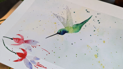 Hummingbird Watercolor Painting