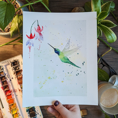 Hummingbird Watercolor Painting