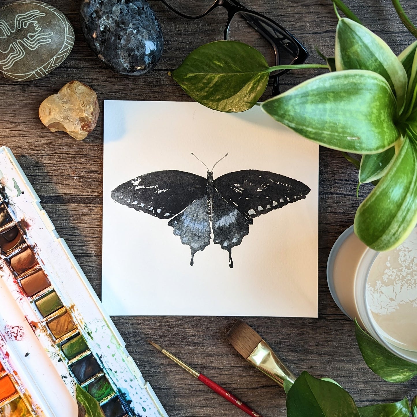 Black Butterfly Watercolor Print | Swallowtail Butterfly