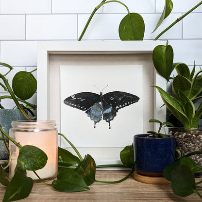 Black Butterfly Watercolor Print | Swallowtail Butterfly