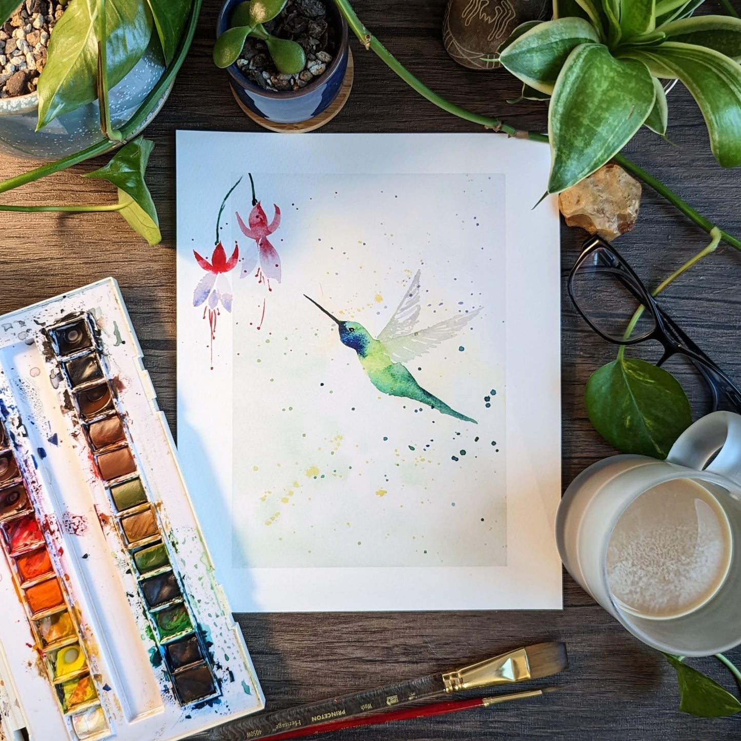 Hummingbird Watercolor Painting