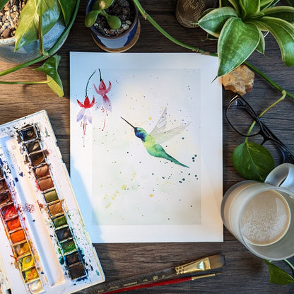 Hummingbird Watercolor Painting