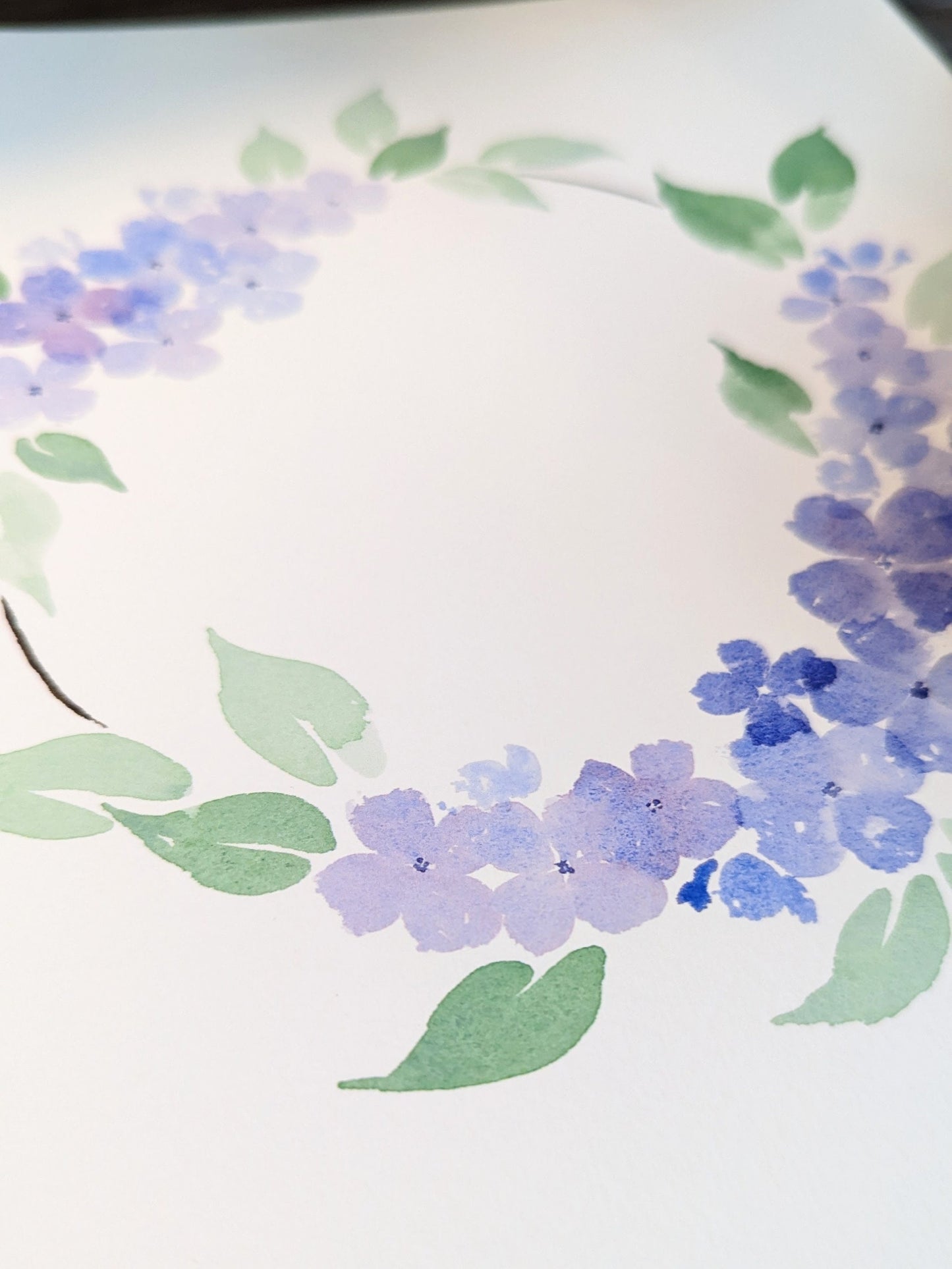 Watercolor Hydrangea Wreath Print