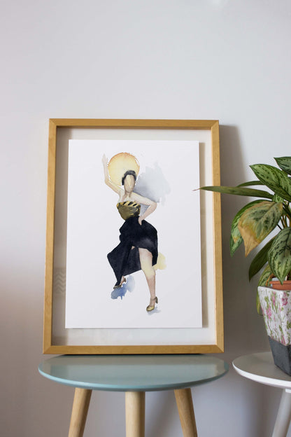 Minimalist Jazz Dance Print, Watercolor Painting, Modern Wall Art, Giclee Print