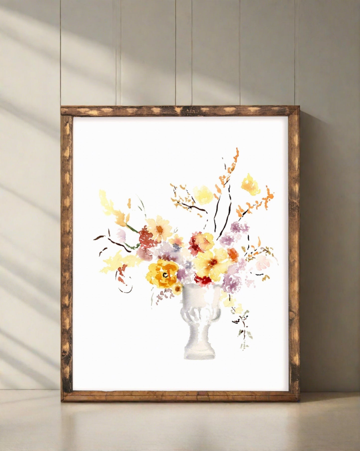 Yellow Watercolor Flower Arrangement Print