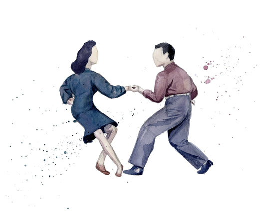 Swing Dance Watercolor Print | Jewel McGowan and Dean Collins | Jazz Dance | Lindy Hop