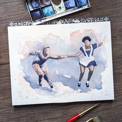 Swing Dance Watercolor Print | Frances "Mickey" Jones and William Downes | Jazz Dance | Lindy Hop | Swing Out