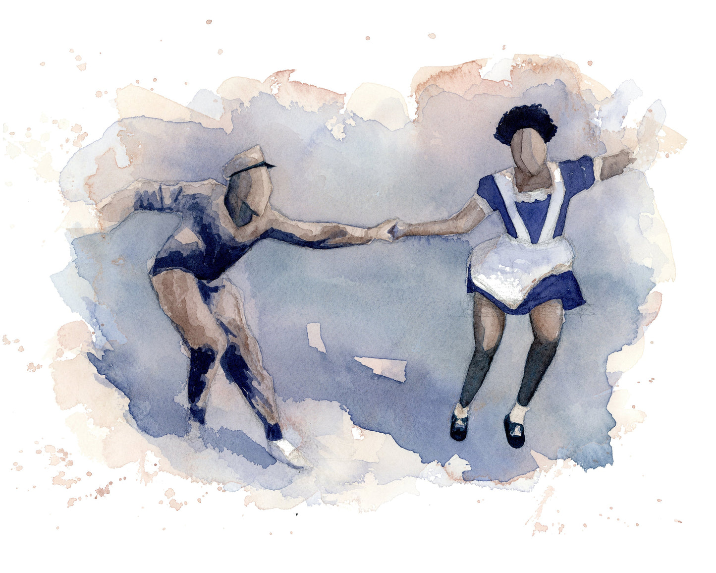 Swing Dance Watercolor Print | Frances "Mickey" Jones and William Downes | Jazz Dance | Lindy Hop | Swing Out