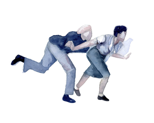 Swing Dance Watercolor Print | George Greenidge and Ella Gibson | Tandem Charleston | Jazz Dance | Lindy Hop