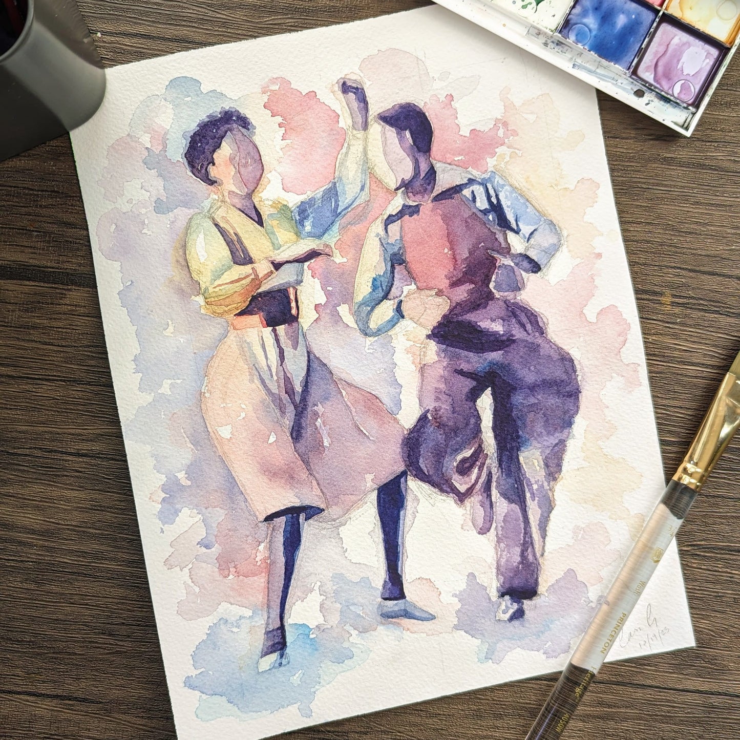 Swing Dance Watercolor Print | Leon James and Willa Mae Ricker | Jazz Dance | Lindy Hop