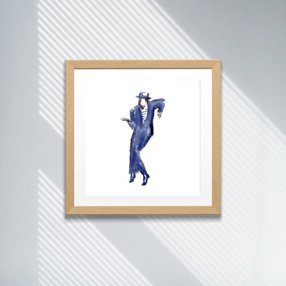 Jazz Dance Watercolor Print | Leon James | 8x8 Jazz Blues Dance Painting