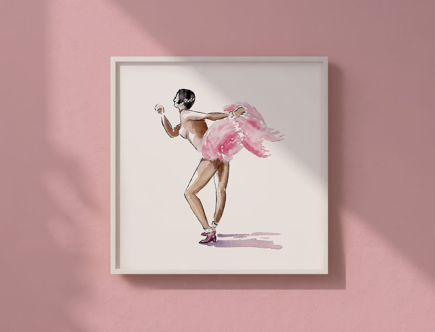 Watercolor Print | Josephine Baker | Charleston | 8x8 Jazz Dance Painting