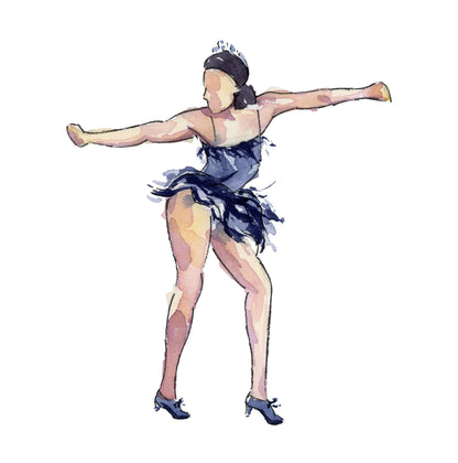 Watercolor Print | Mable Lee in Blue | 8x8 Jazz Dance Painting