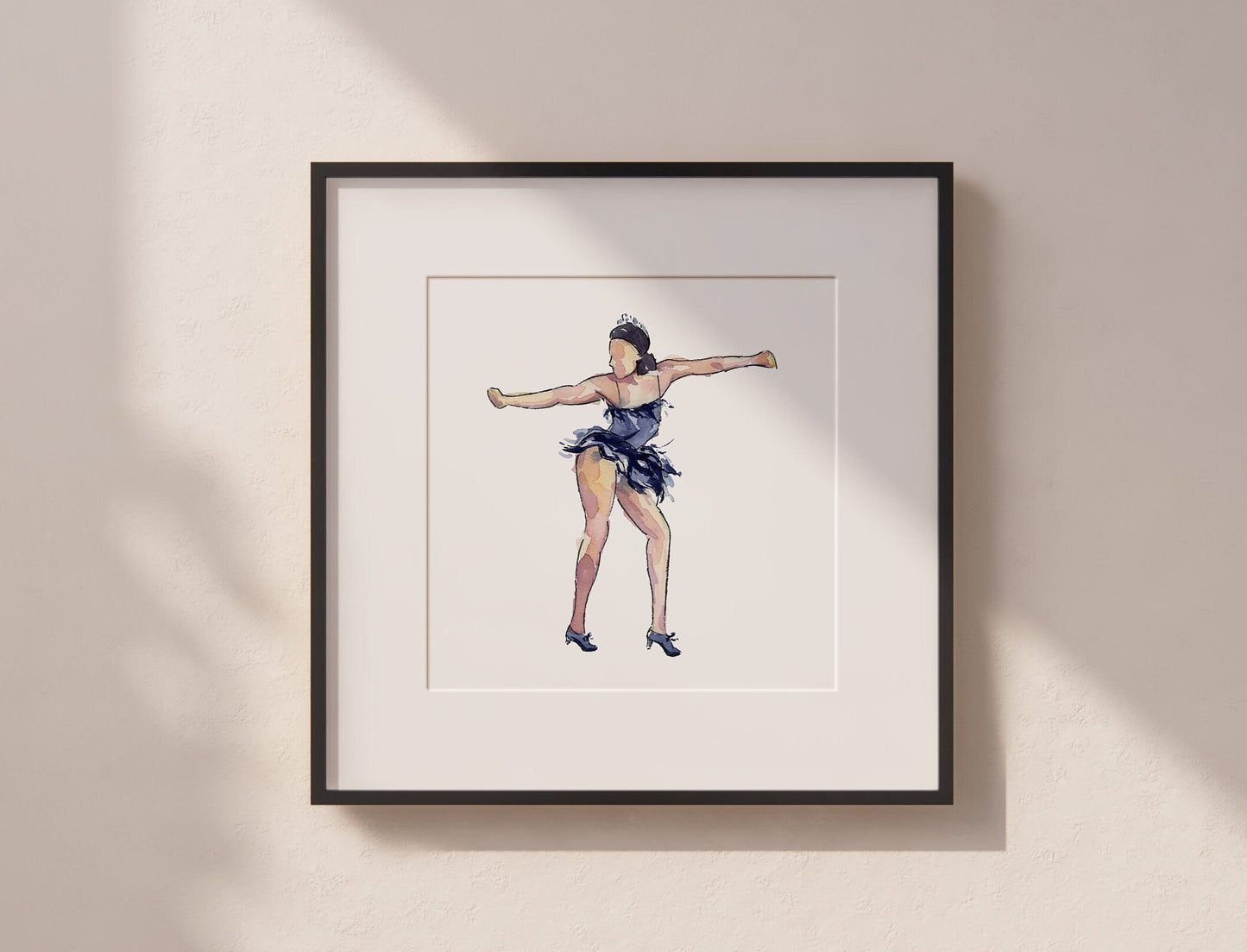 Watercolor Print | Mable Lee in Blue | 8x8 Jazz Dance Painting