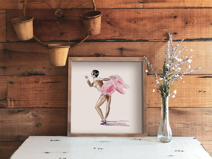 Watercolor Print | Josephine Baker | Charleston | 8x8 Jazz Dance Painting