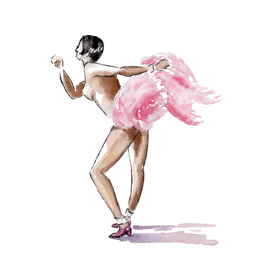 Watercolor Print | Josephine Baker | Charleston | 8x8 Jazz Dance Painting