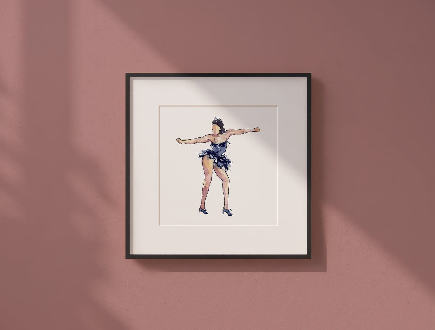 Watercolor Print | Mable Lee in Blue | 8x8 Jazz Dance Painting