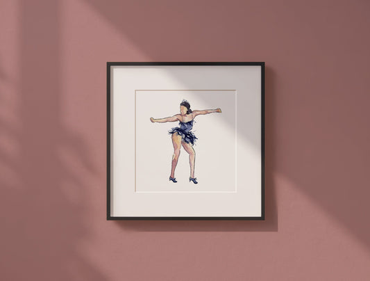 Watercolor Print | Mable Lee in Blue | 8x8 Jazz Dance Painting