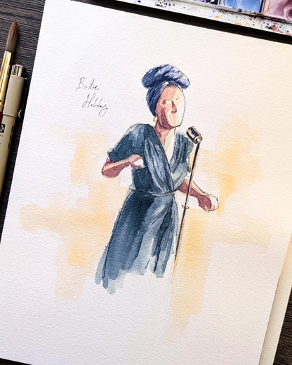 Billie Holiday | Jazz and Blues Singer | Watercolor Print