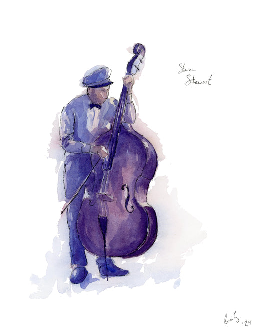 Slam Stewart | Jazz Bass | Watercolor Print