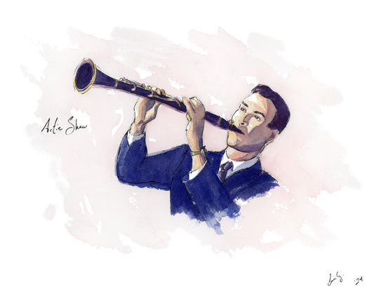 Artie Shaw | Jazz Clarinet | Watercolor Print