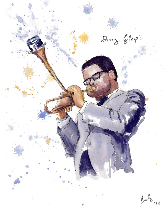 Dizzy Gillespie | Jazz Trumpet | Watercolor Print